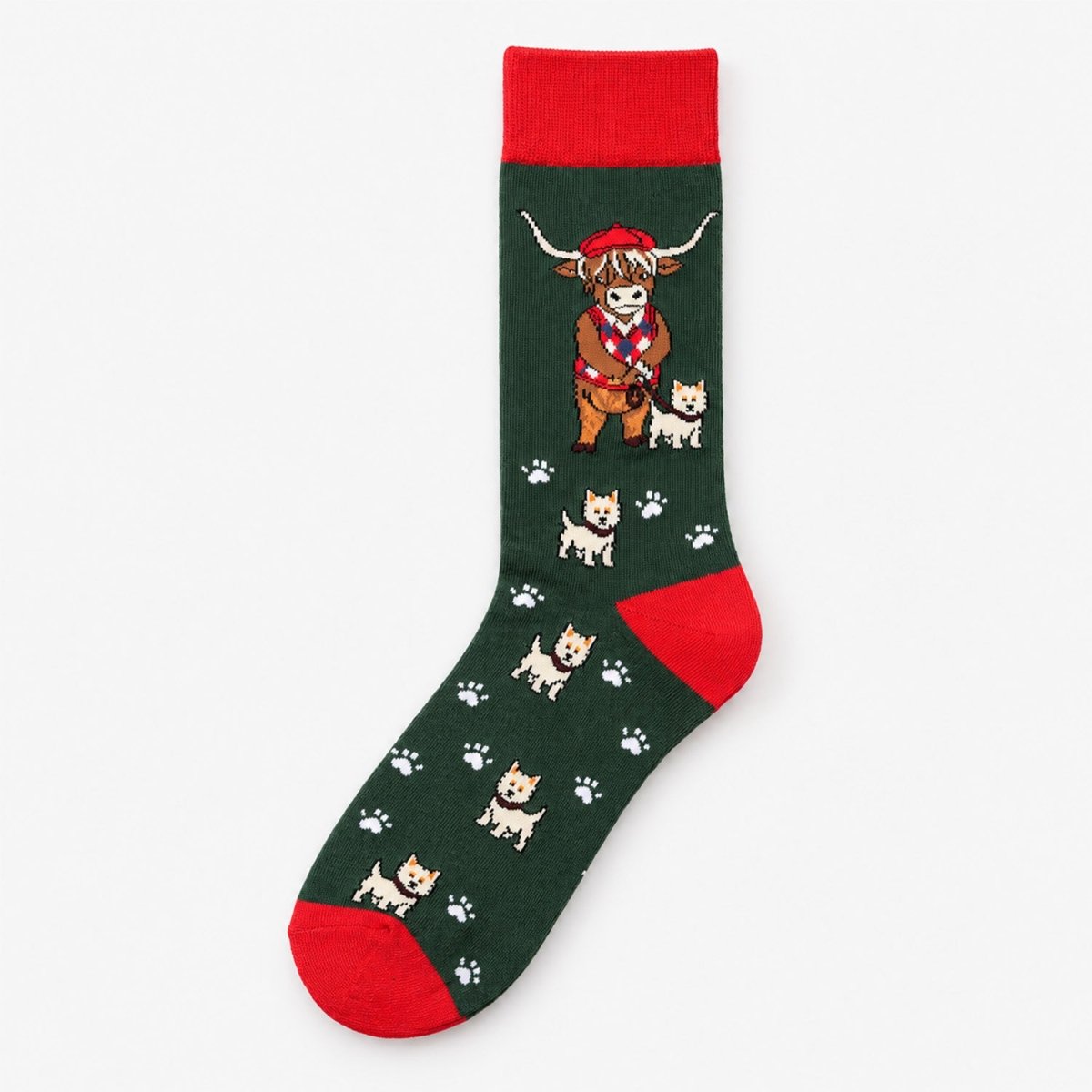 Men’s Luxury Bamboo Socks – Soft, Breathable & Stylish Everyday Comfort - COW WITH DOG GREEN - Heritage Of Scotland -