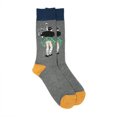 Men’s Luxury Bamboo Socks – Soft, Breathable & Stylish Everyday Comfort - GREY BAGPIPES - GREEN KILT - Heritage Of Scotland - 