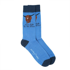 Men’s Luxury Bamboo Socks – Soft, Breathable & Stylish Everyday Comfort - HIGHLAND COW 1 BLUE - Heritage Of Scotland - 