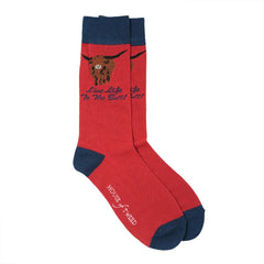 Men’s Luxury Bamboo Socks – Soft, Breathable & Stylish Everyday Comfort - HIGHLAND COW 1 RED - Heritage Of Scotland - 