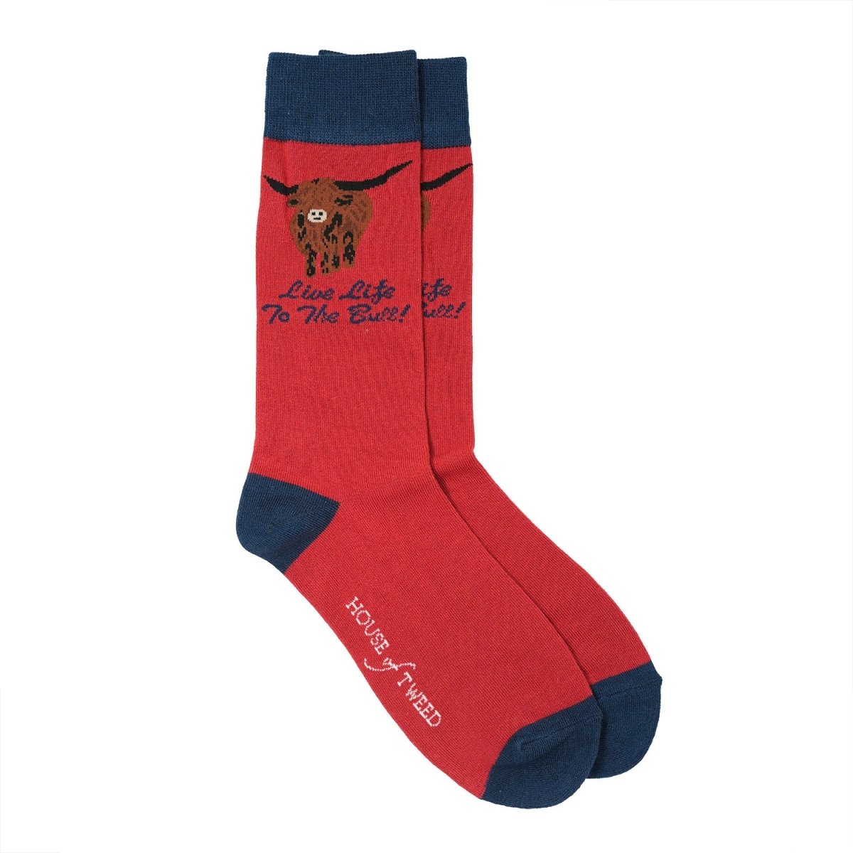 Men’s Luxury Bamboo Socks – Soft, Breathable & Stylish Everyday Comfort - HIGHLAND COW 1 RED - Heritage Of Scotland - 
