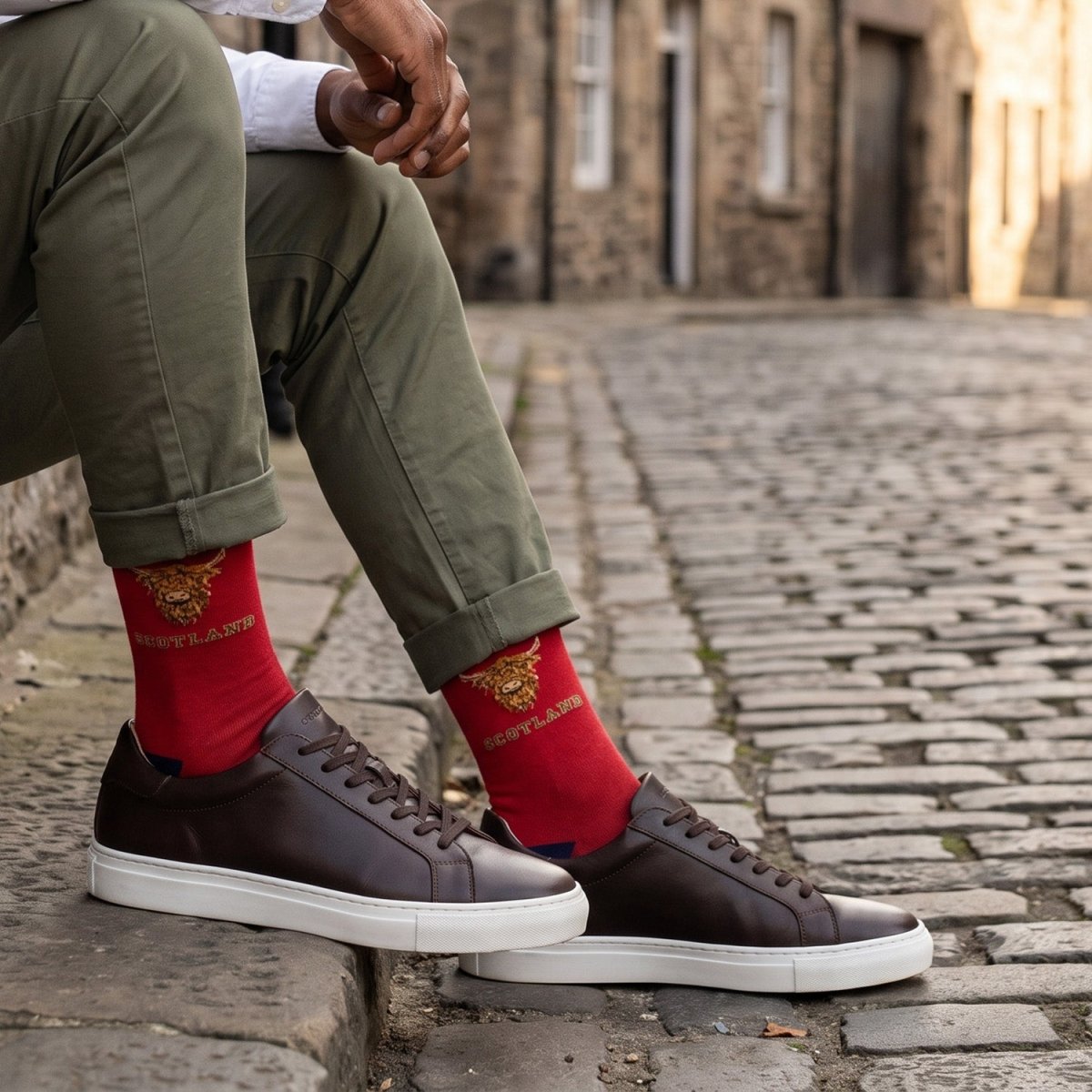 Men’s Luxury Bamboo Socks – Soft, Breathable & Stylish Everyday Comfort - HIGHLAND COW 2 RED - Heritage Of Scotland -