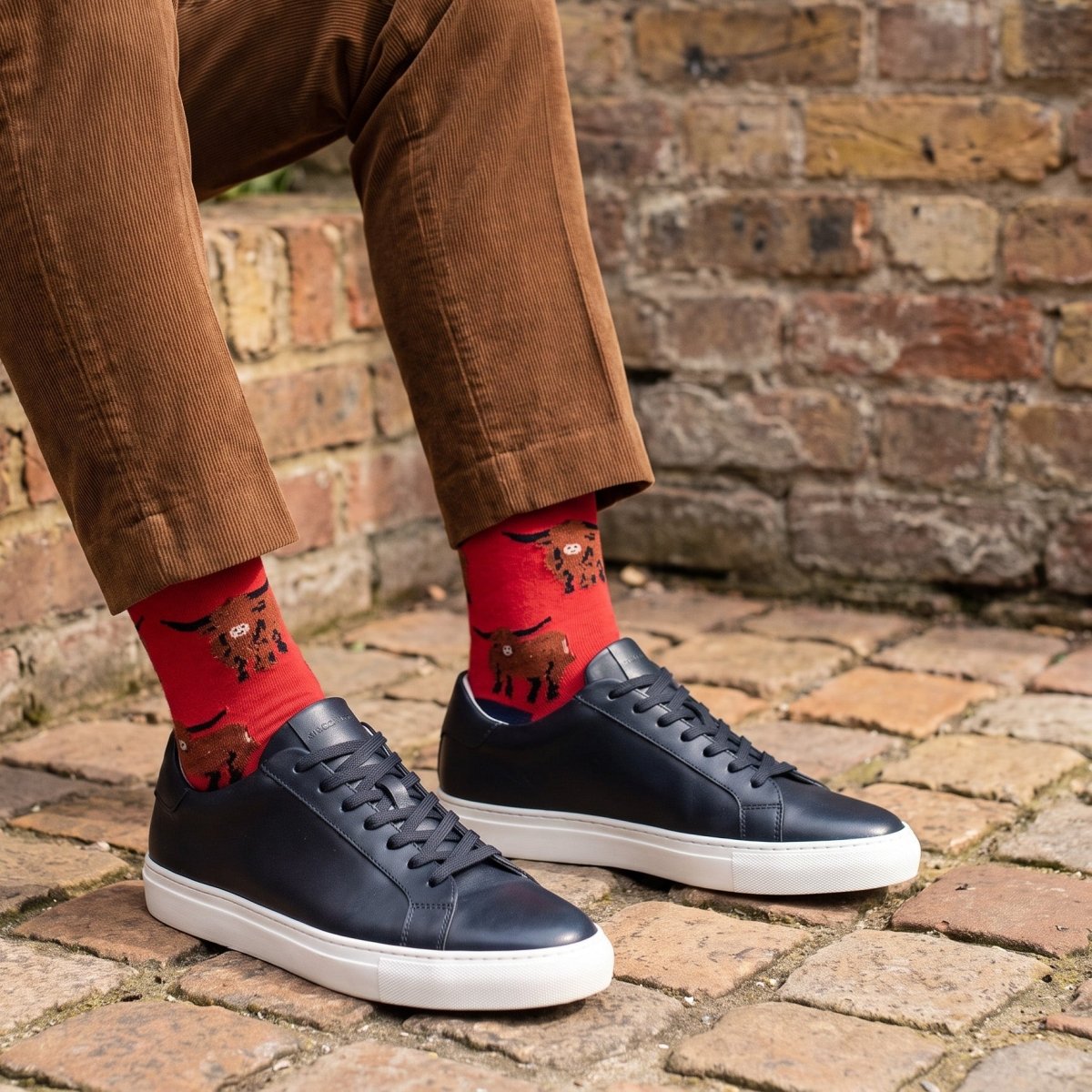 Men’s Luxury Bamboo Socks – Soft, Breathable & Stylish Everyday Comfort - HIGHLAND COW 3 RED - Heritage Of Scotland -