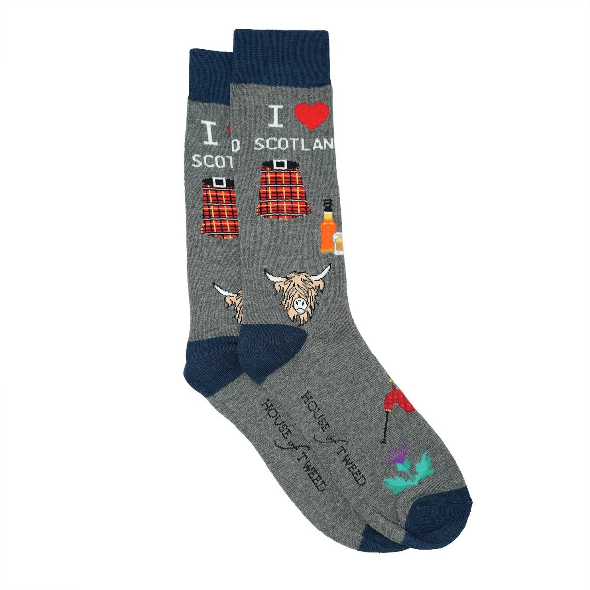 Men’s Luxury Bamboo Socks – Soft, Breathable & Stylish Everyday Comfort - I LOVE SCOTLAND GREY - Heritage Of Scotland - 