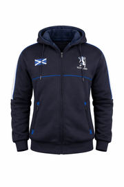 Men’s Merrick Scotland Jacket Ebro – Navy/White Extra Thick Fleece Zip Jacket - Heritage Of Scotland - M