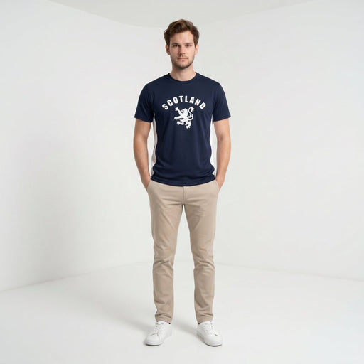 Men’s Navy Scotland Lion Rampant 100% Cotton T-Shirt - Heritage Of Scotland - NAVY / S