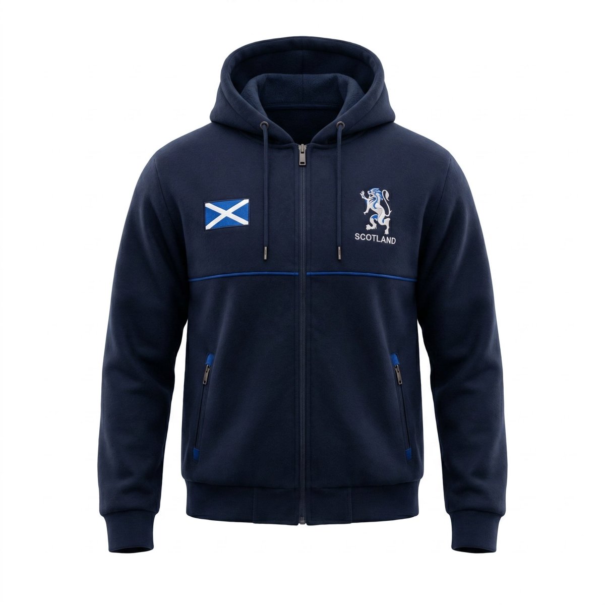 Men’s Navy Scotland Lion Rampant Zip Fleece Hoodie - Heritage Of Scotland - M