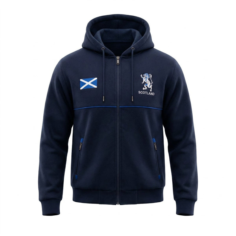 Men’s Navy Scotland Lion Rampant Zip Fleece Hoodie - Heritage Of Scotland - M