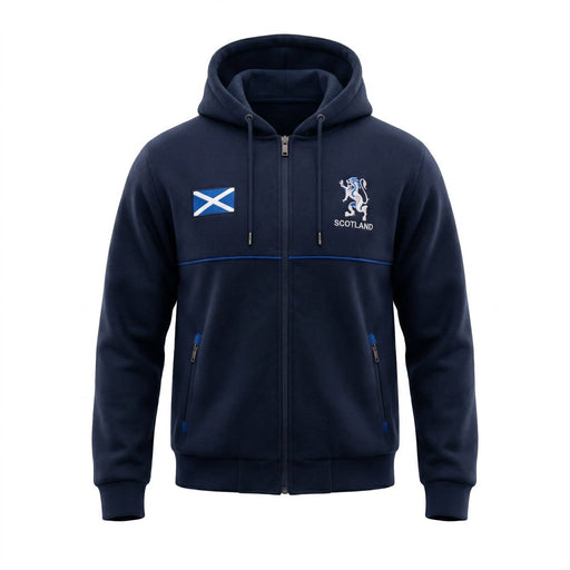 Men’s Navy Scotland Lion Rampant Zip Fleece Hoodie - Heritage Of Scotland - M