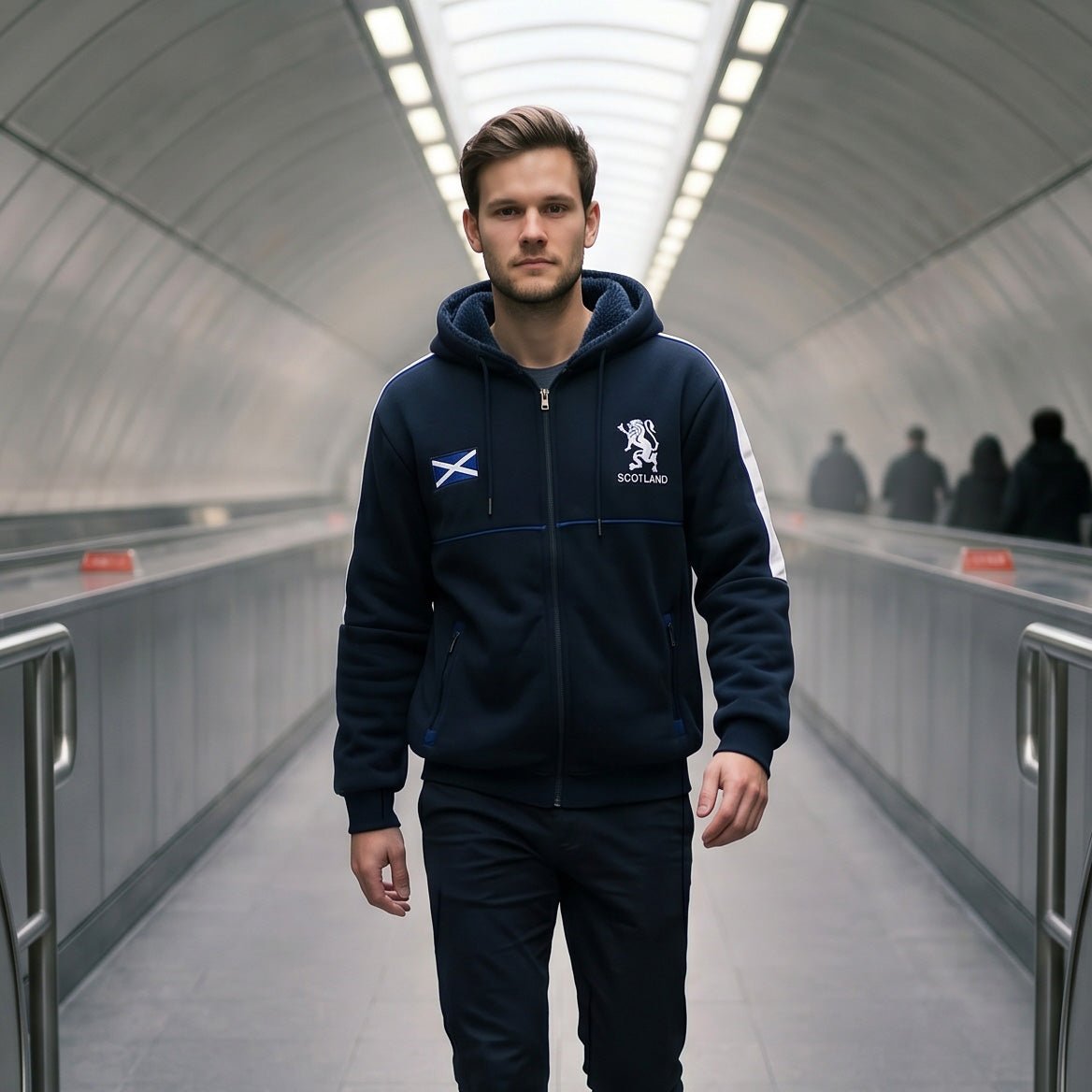 Men’s Navy Scotland Lion Rampant Zip Fleece Hoodie - Heritage Of Scotland - M