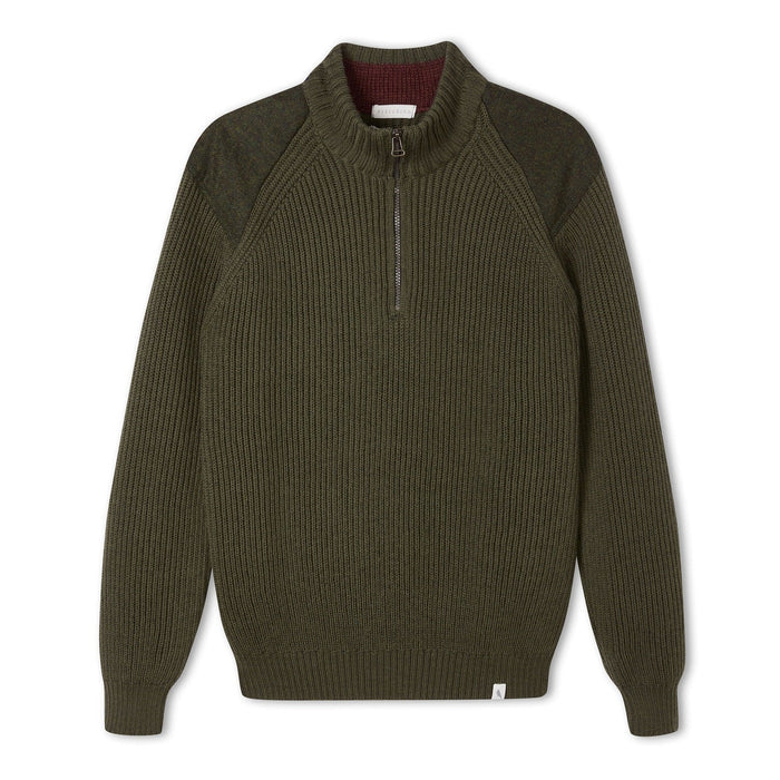 Men's Peregrine Foxton Zip Neck Made In England Olive - Heritage Of Scotland - OLIVE