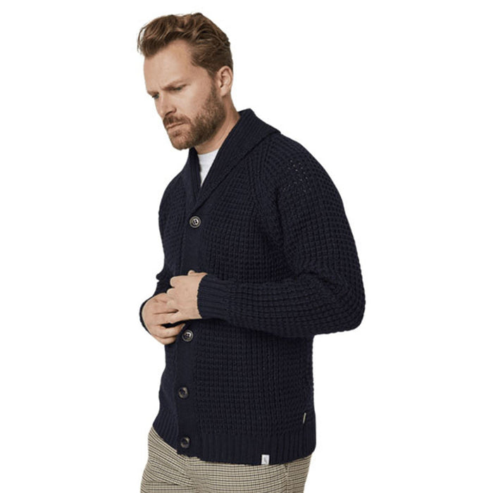 Mens Peregrine Waffle Shawl Navy - Heritage Of Scotland - NAVY