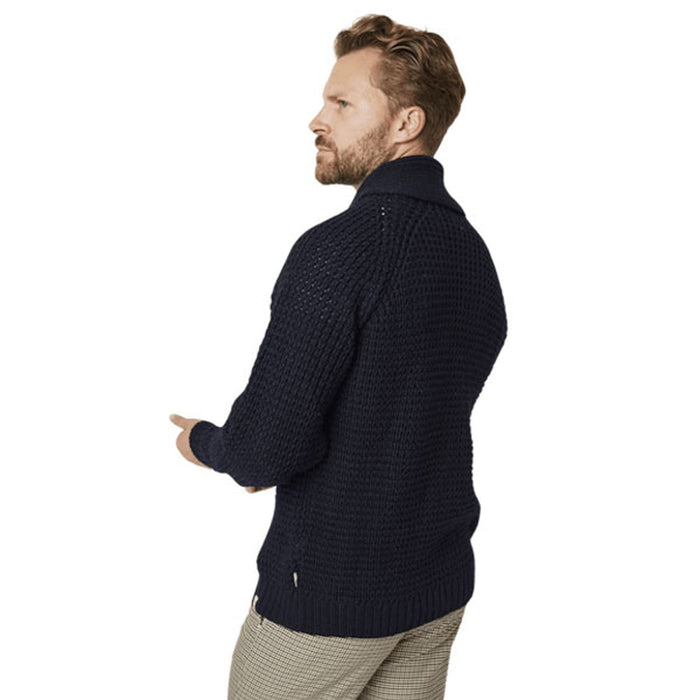 Mens Peregrine Waffle Shawl Navy - Heritage Of Scotland - NAVY