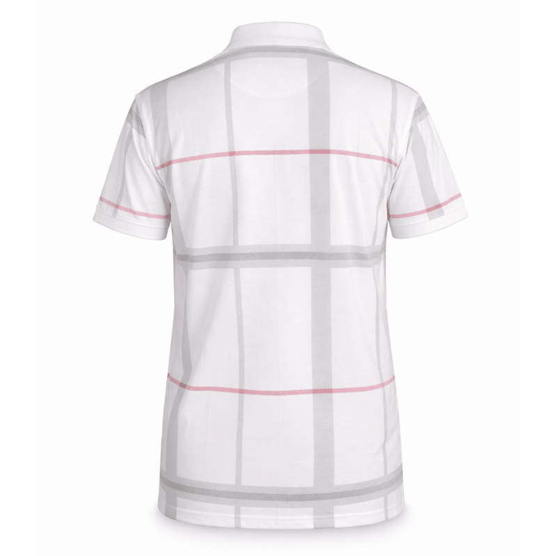 Mens Polo Premium Shirt Full Check White - Heritage Of Scotland - WHITE