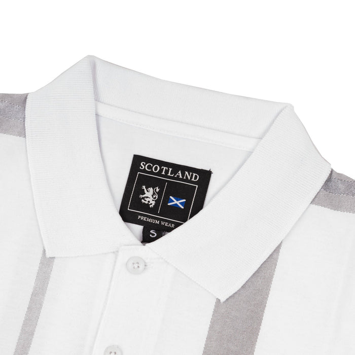 Mens Polo Shirt Full Check White - Heritage Of Scotland - WHITE