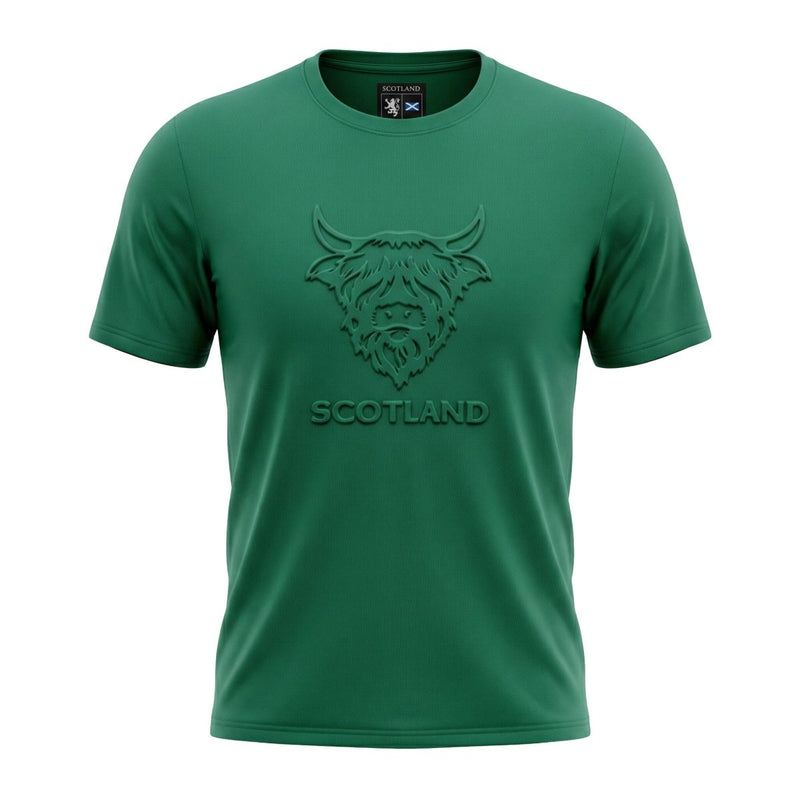 Men's Scotland Cow Embossed T-Shirt Green - Heritage Of Scotland - S