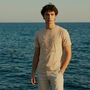 Men's Scotland Cow Embossed T-Shirt Off - White - Heritage Of Scotland - M
