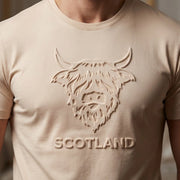 Men's Scotland Cow Embossed T-Shirt Off - White - Heritage Of Scotland - M