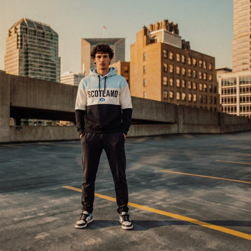 Men’s Scotland Panel Hill Hooded Top – Scotland Hoodie with Flag Detail - Heritage Of Scotland - XS