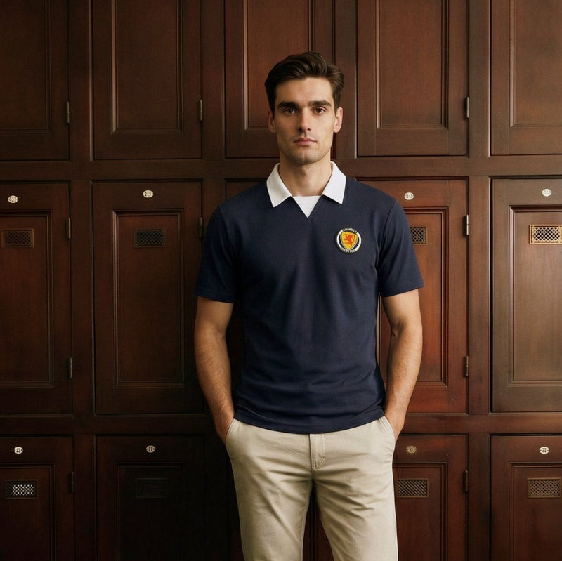 Men's Scotland Retro Football Shirt – Navy | 100% Cotton Heritage Jersey - Heritage Of Scotland - S