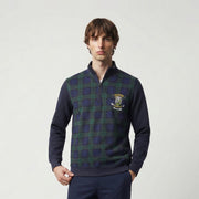 Men’s Scotland Tartan 1/4 Zip Sweatshirt – Classic Check Pullover with Embroidered Crest - Heritage Of Scotland - S