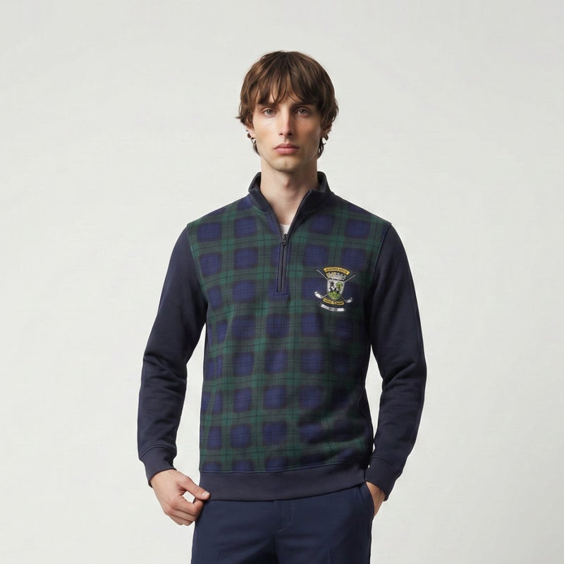 Men’s Scotland Tartan 1/4 Zip Sweatshirt – Classic Check Pullover with Embroidered Crest - Heritage Of Scotland - S
