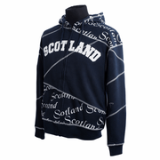 Men’s Scotland Zip Hoodie Navy – Graphic Stitch Hooded Sweatshirt - Heritage Of Scotland - NAVY