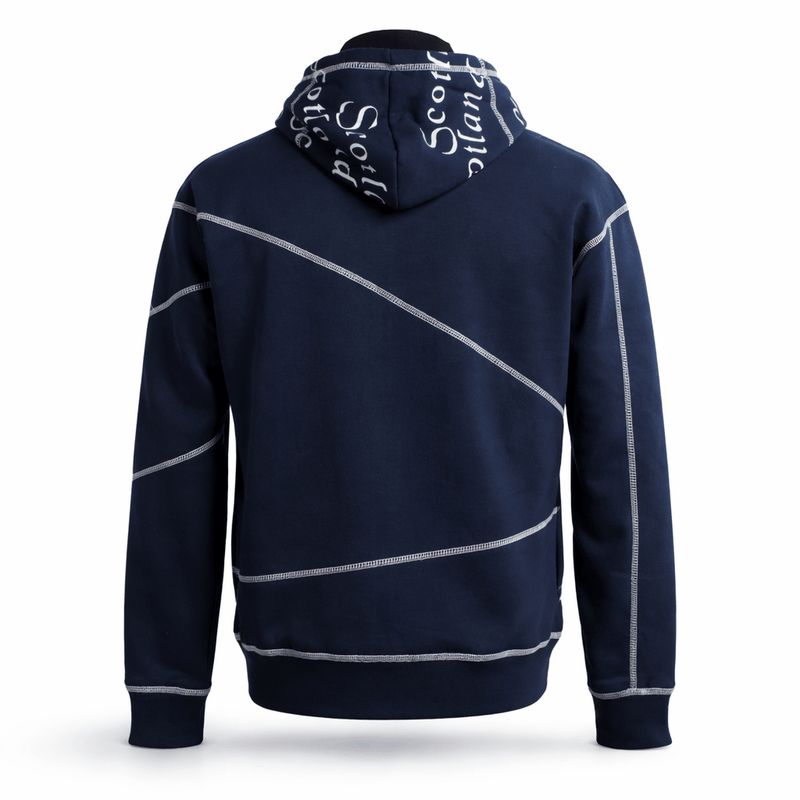 Men’s Scotland Zip Hoodie Navy – Graphic Stitch Hooded Sweatshirt - Heritage Of Scotland - NAVY