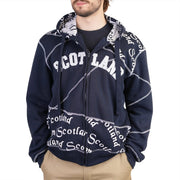 Men’s Scotland Zip Hoodie Navy – Graphic Stitch Hooded Sweatshirt - Heritage Of Scotland - NAVY