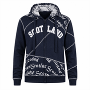 Men’s Scotland Zip Hoodie Navy – Graphic Stitch Hooded Sweatshirt - Heritage Of Scotland - NAVY