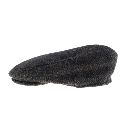 Men's Tweed Stornoway Y02 Flat Cap 2012 Grey/Blue Herringbone - Heritage Of Scotland - 2012 GREY/BLUE HERRINGBONE