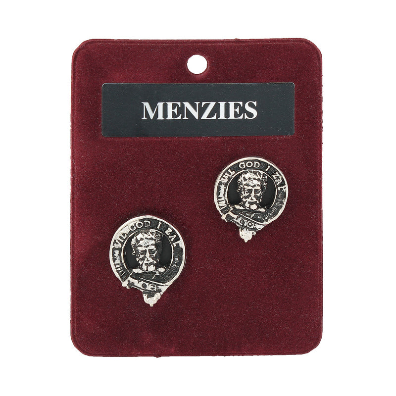 Menzies Clan Badge, Kilt Pin, Lapel Pin, Cufflinks, Keyring/Key Fob & Gift Set — Fine Pewter by Art Pewter — Made in Scotland (Shiny Finish) - Heritage Of Scotland - Cufflinks