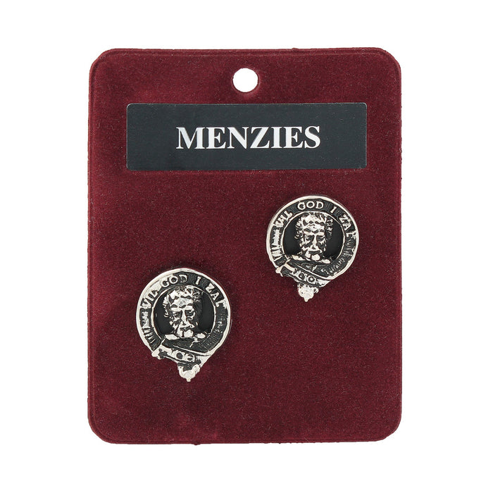 Menzies Clan Badge, Kilt Pin, Lapel Pin, Cufflinks, Keyring/Key Fob & Gift Set — Fine Pewter by Art Pewter — Made in Scotland (Shiny Finish) - Heritage Of Scotland - Cufflinks