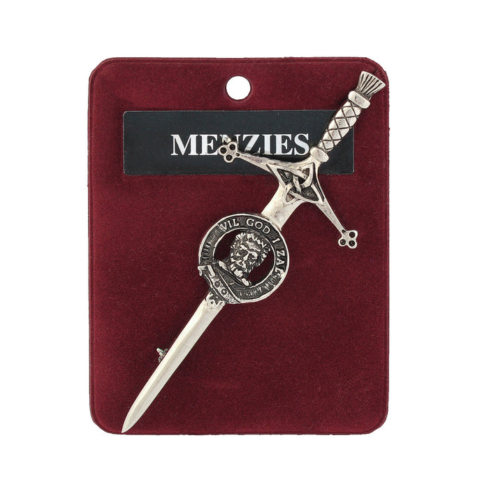 Menzies Clan Badge, Kilt Pin, Lapel Pin, Cufflinks, Keyring/Key Fob & Gift Set — Fine Pewter by Art Pewter — Made in Scotland (Shiny Finish) - Heritage Of Scotland - Kilt Pin