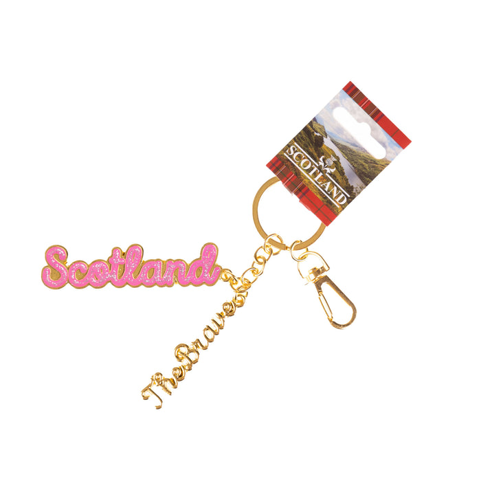 Metal Keyring Glitter Pink - Scotland - Heritage Of Scotland - NA