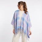 Mini Me Cape Dunedin Cashmere - Big Check Borwick and Lilac Blue - 100% Pure Cashmere - Heritage Of Scotland -
