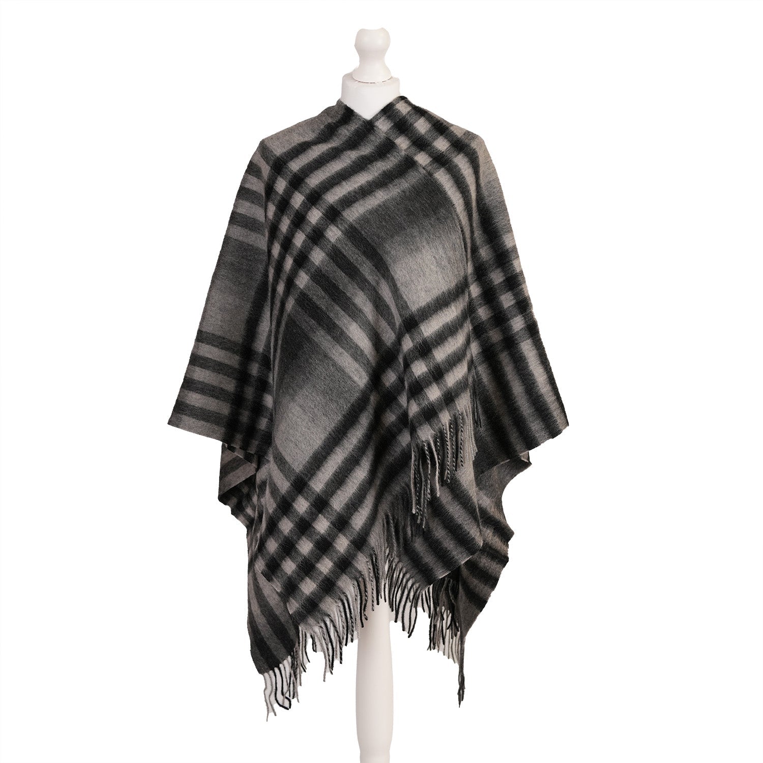 Mini Me Children’s Cape Edinburgh Lambswool - Chequer Tartan Dark Grey - Heritage Of Scotland - CHEQUER TARTAN DK GREY