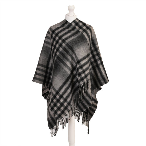 Mini Me Children’s Cape Edinburgh Lambswool - Chequer Tartan Dark Grey - Heritage Of Scotland - CHEQUER TARTAN DK GREY