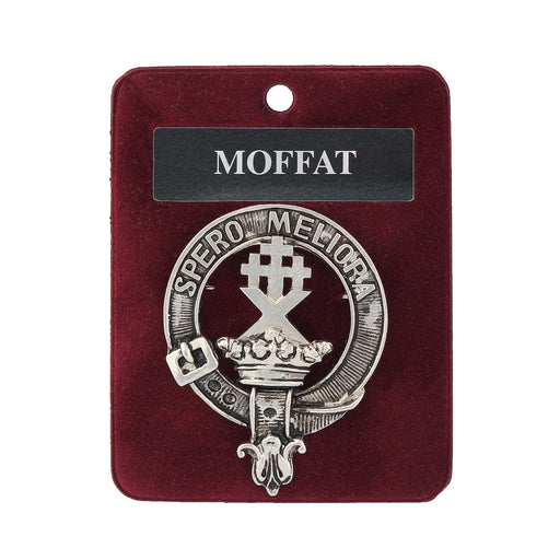 Moffat Clan Badge, Kilt Pin, Lapel Pin, Cufflinks, Keyring/Key Fob & Gift Set — Fine Pewter by Art Pewter — Made in Scotland (Shiny Finish) - Heritage Of Scotland - Badge