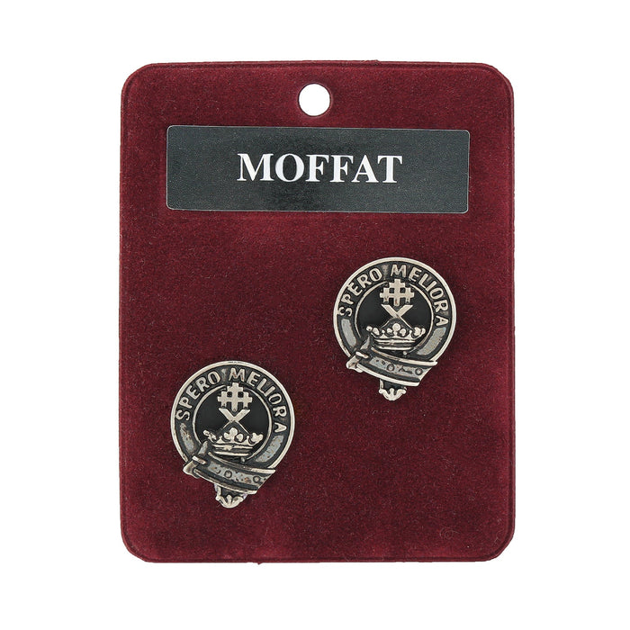 Moffat Clan Badge, Kilt Pin, Lapel Pin, Cufflinks, Keyring/Key Fob & Gift Set — Fine Pewter by Art Pewter — Made in Scotland (Shiny Finish) - Heritage Of Scotland - Cufflinks