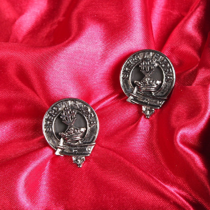 Moffat Clan Badge, Kilt Pin, Lapel Pin, Cufflinks, Keyring/Key Fob & Gift Set — Fine Pewter by Art Pewter — Made in Scotland (Shiny Finish) - Heritage Of Scotland - Cufflinks