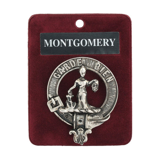 Montgomery Clan Badge, Kilt Pin, Lapel Pin, Cufflinks, Keyring/Key Fob & Gift Set — Fine Pewter by Art Pewter — Made in Scotland (Shiny Finish) - Heritage Of Scotland - Badge