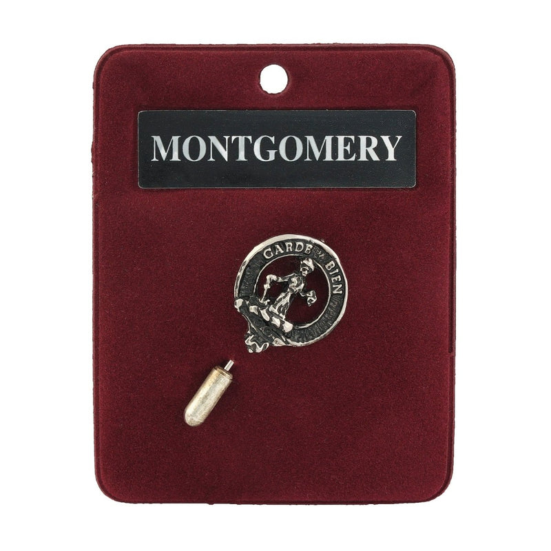 Montgomery Clan Badge, Kilt Pin, Lapel Pin, Cufflinks, Keyring/Key Fob & Gift Set — Fine Pewter by Art Pewter — Made in Scotland (Shiny Finish) - Heritage Of Scotland - Lapel Pin
