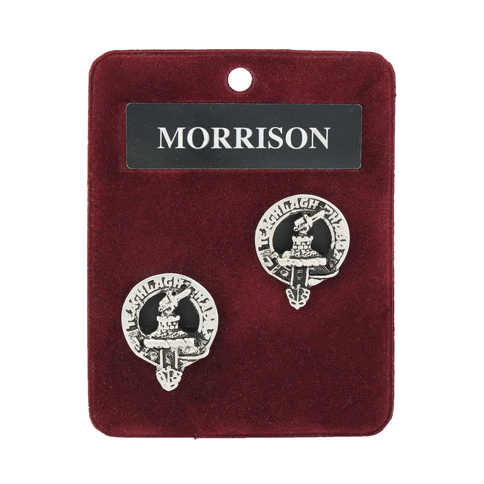 Morrison Clan Badge, Kilt Pin, Lapel Pin, Cufflinks, Keyring/Key Fob & Gift Set — Fine Pewter by Art Pewter — Made in Scotland (Shiny Finish) - Heritage Of Scotland - Cufflinks