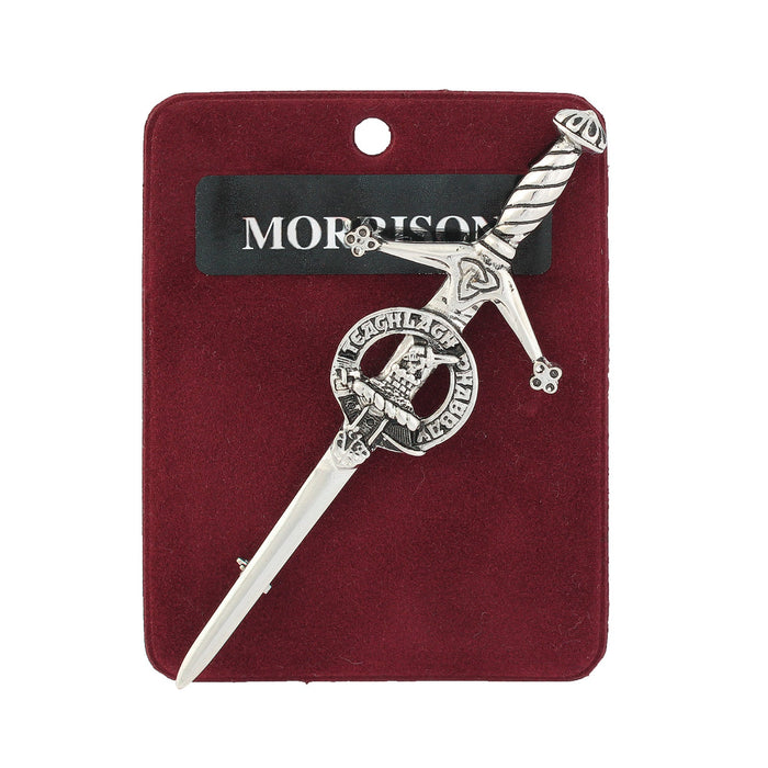 Morrison Clan Badge, Kilt Pin, Lapel Pin, Cufflinks, Keyring/Key Fob & Gift Set — Fine Pewter by Art Pewter — Made in Scotland (Shiny Finish) - Heritage Of Scotland - Kilt Pin