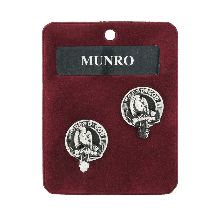 Munro Clan Badge, Kilt Pin, Lapel Pin, Cufflinks, Keyring/Key Fob & Gift Set — Fine Pewter by Art Pewter — Made in Scotland (Shiny Finish) - Heritage Of Scotland - Cufflinks