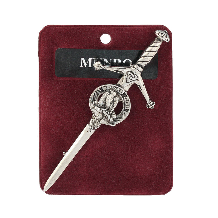 Munro Clan Badge, Kilt Pin, Lapel Pin, Cufflinks, Keyring/Key Fob & Gift Set — Fine Pewter by Art Pewter — Made in Scotland (Shiny Finish) - Heritage Of Scotland - Kilt Pin