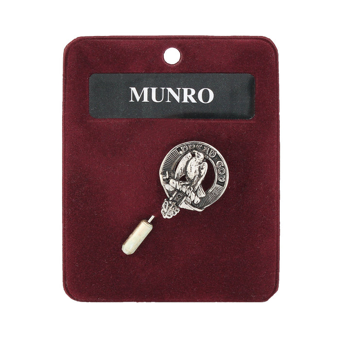 Munro Clan Badge, Kilt Pin, Lapel Pin, Cufflinks, Keyring/Key Fob & Gift Set — Fine Pewter by Art Pewter — Made in Scotland (Shiny Finish) - Heritage Of Scotland - Lapel Pin