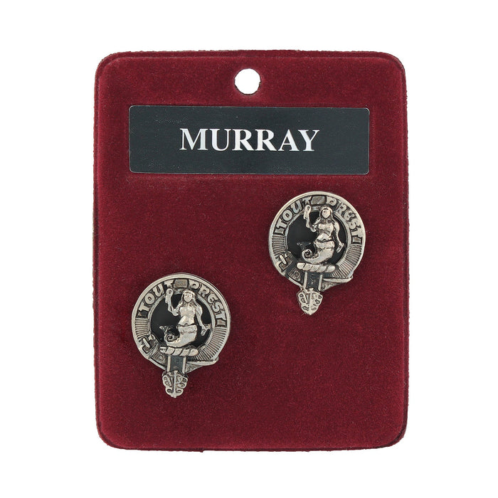 Murray Clan Badge, Kilt Pin, Lapel Pin, Cufflinks, Keyring/Key Fob & Gift Set — Fine Pewter by Art Pewter — Made in Scotland (Shiny Finish) - Heritage Of Scotland - Cufflinks