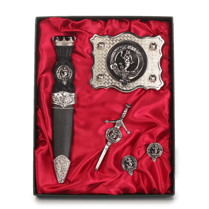 Murray Clan Badge, Kilt Pin, Lapel Pin, Cufflinks, Keyring/Key Fob & Gift Set — Fine Pewter by Art Pewter — Made in Scotland (Shiny Finish) - Heritage Of Scotland - Gift Set